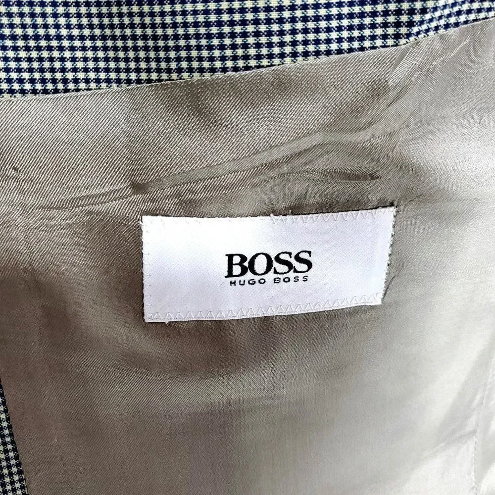 Hugo Boss Tatlagia‎ Wool 3 Button Blazer 42L Blue Cream Teal Plaid